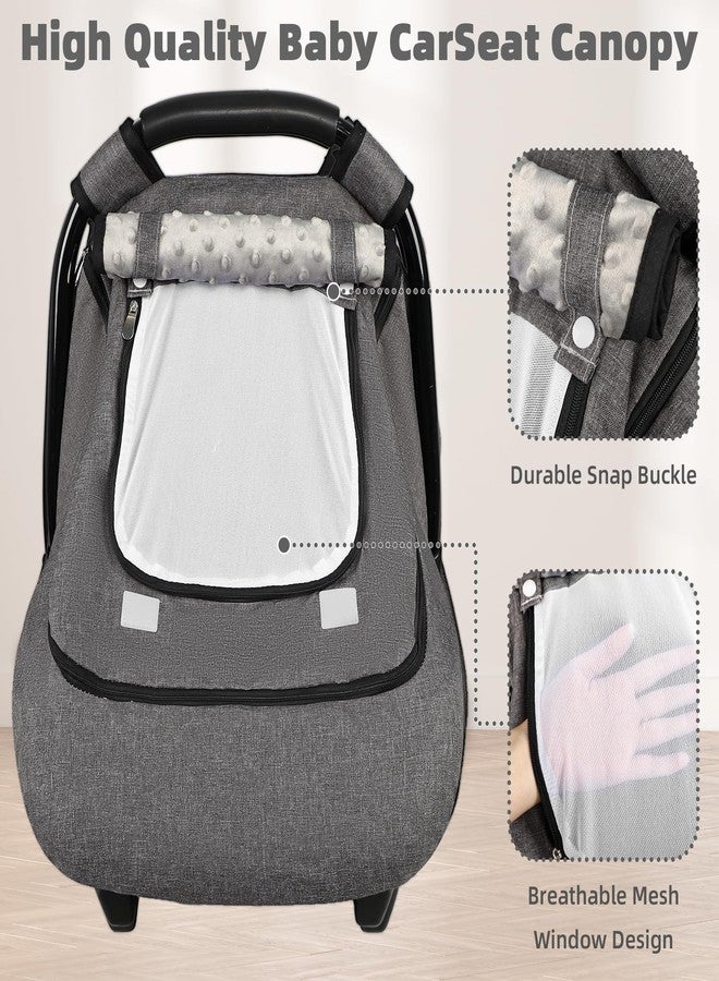 GFU Winter Baby Car Seat Cover Waterproof, Windproof Car Seat Covers for Newborns with Double-Layer Window, Infant Car Seat Canopy for Girls with Minky Dot Backing, Keeps Babies Warm and Cozy, Black - Image 3